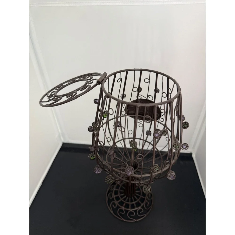 Cork Cage Wine Glass shape Metal Art‎ Sculpture cork holder with Lid Home Decor